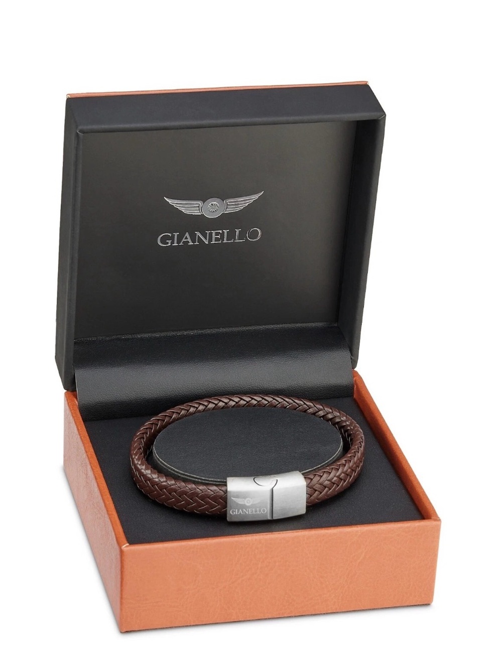 Brown Braided Leather Bracelet with Silver Clasp